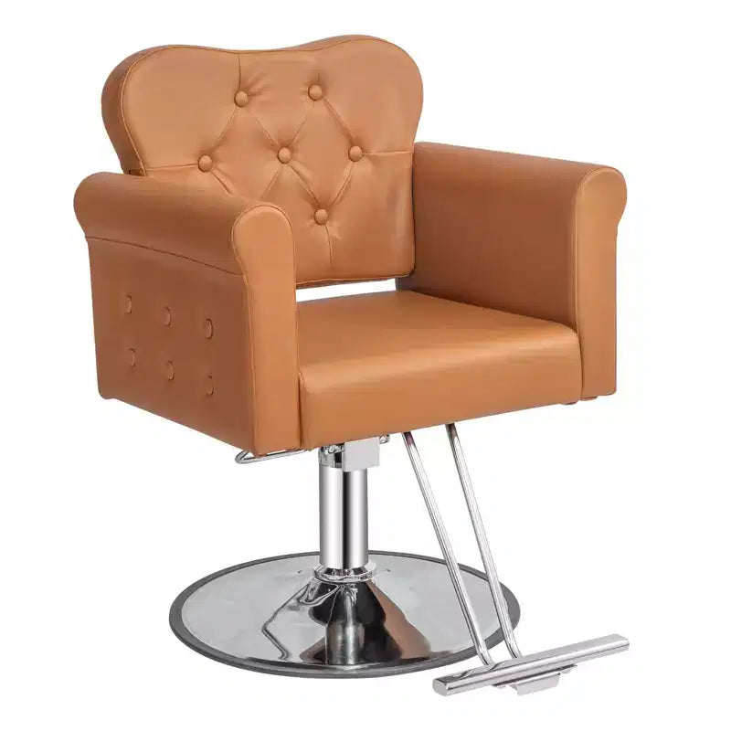 Karl Home Black Gold Heavy Duty Hydraulic Swivel Hair Stylist Salon Chair with Button Tufting