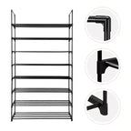 Karl Home 8-Tier Or 2*4-Tier Black Iron Pipe 35.59in. W Shoe Rack