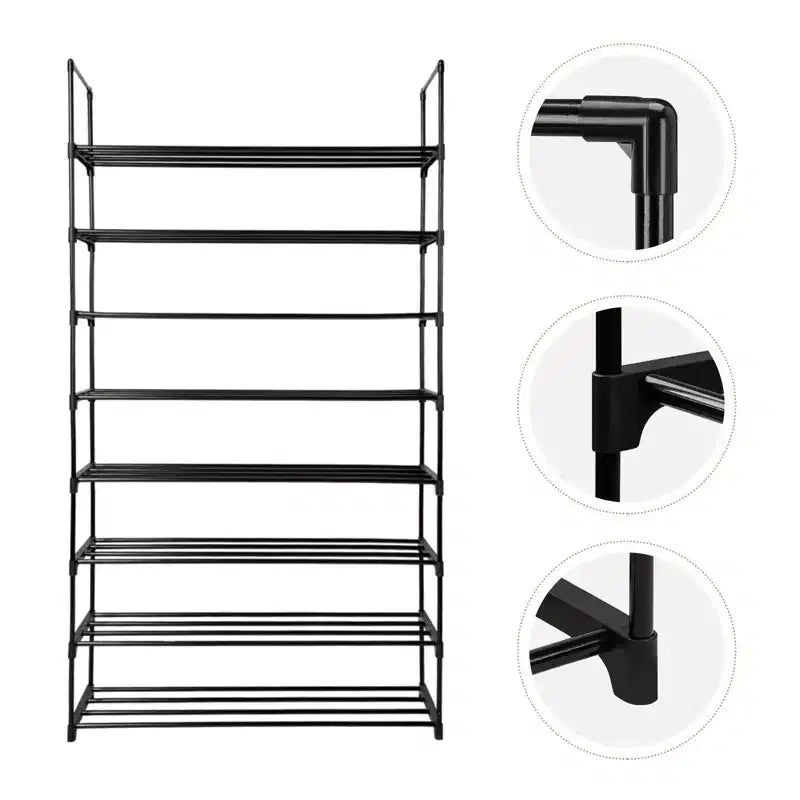 Karl Home 8-Tier Or 2*4-Tier Black Iron Pipe 35.59in. W Shoe Rack