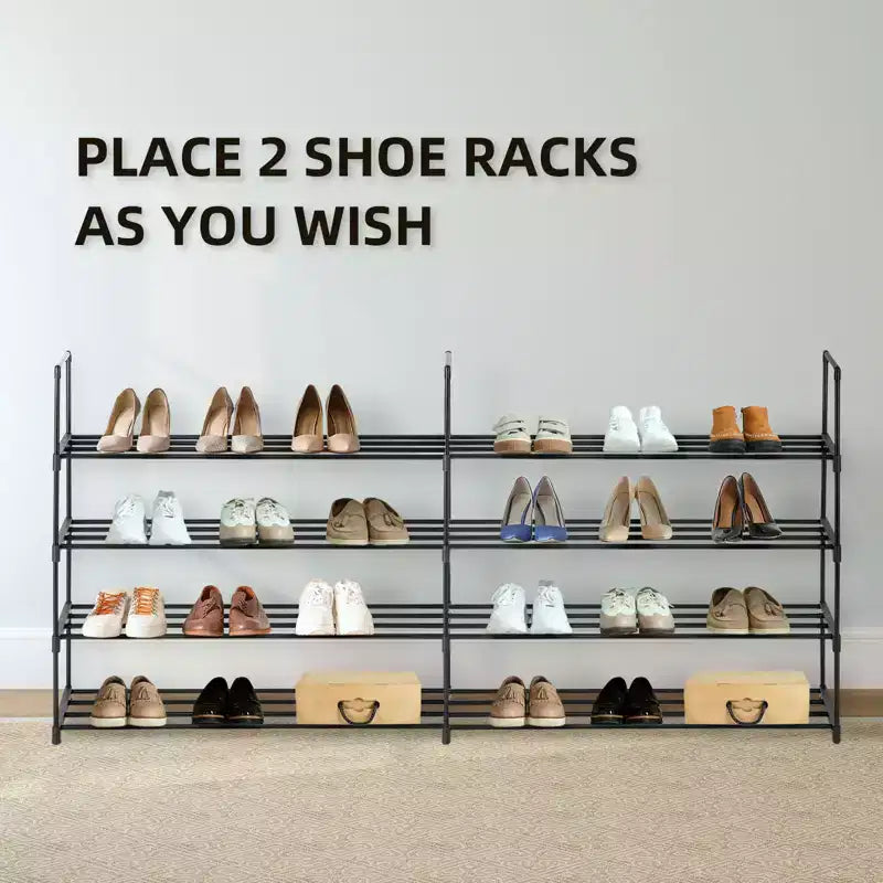 Karl Home 8-Tier Or 2*4-Tier Black Iron Pipe 35.59in. W Shoe Rack