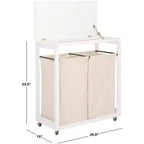 Leanna Laundry Basket with Wheels - STG1900 - White/Beige - Safavieh