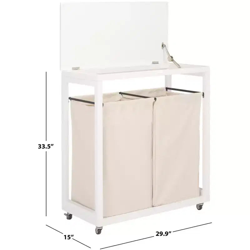 Leanna Laundry Basket with Wheels - STG1900 - White/Beige - Safavieh
