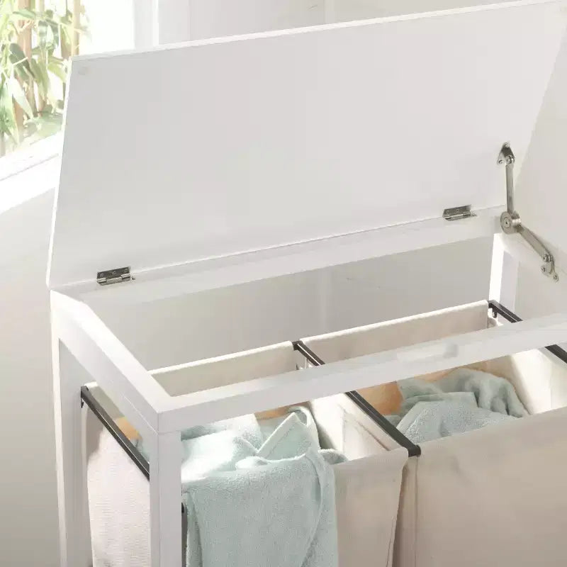 Leanna Laundry Basket with Wheels - STG1900 - White/Beige - Safavieh