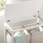 Leanna Laundry Basket with Wheels - STG1900 - White/Beige - Safavieh