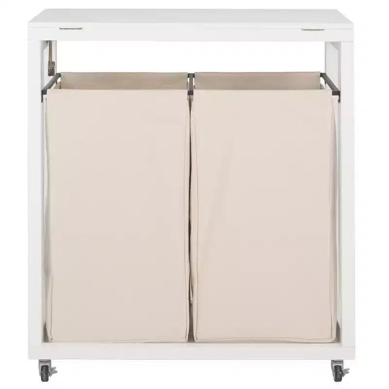 Leanna Laundry Basket with Wheels - STG1900 - White/Beige - Safavieh