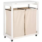 Leanna Laundry Basket with Wheels - STG1900 - White/Beige - Safavieh