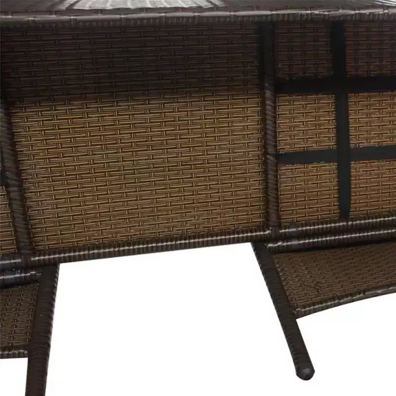 vidaXL 2-Seater Patio Sofa Outdoor Bistro Set with Tea Table Poly Rattan Brown