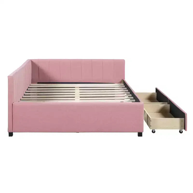 Merax Chic Full Size Upholstered Daybed with 2 Storage Drawers