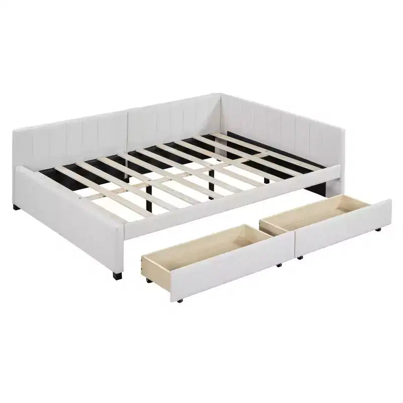 Merax Chic Full Size Upholstered Daybed with 2 Storage Drawers