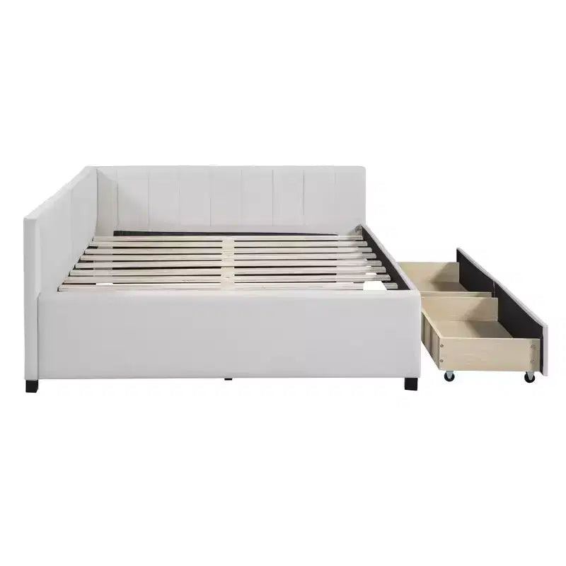 Merax Chic Full Size Upholstered Daybed with 2 Storage Drawers