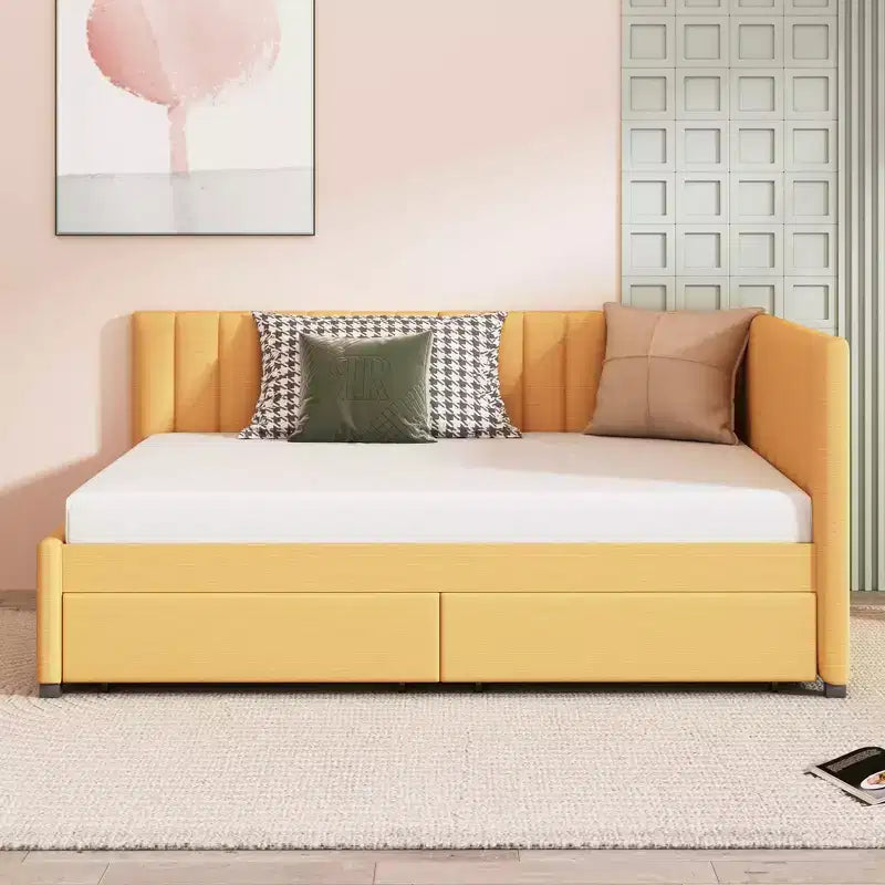 Merax Chic Full Size Upholstered Daybed with 2 Storage Drawers