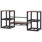 Costway 3-Tier Wall Mounted Wine Rack with Glass Holder Open Shelf Wine Storage Rack Brown