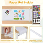 Costway Kids Art Table & Chairs Set with Paper Roll Wooden Craft Study Desk Active Play Gray/Natural