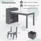 Costway Kids Art Table & Chairs Set with Paper Roll Wooden Craft Study Desk Active Play Gray/Natural