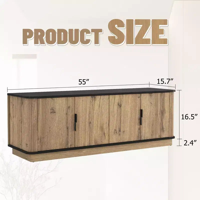 GDFStudio Sandy Modern Minimalist 55 Wood Four-Door TV Cabinet