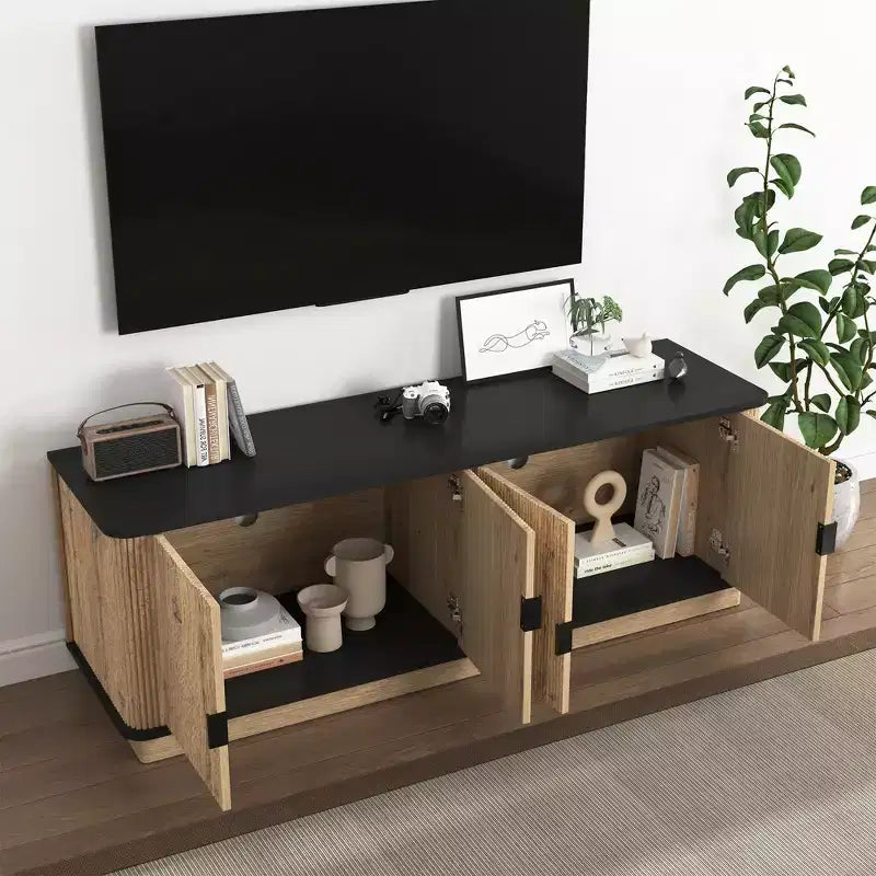 GDFStudio Sandy Modern Minimalist 55 Wood Four-Door TV Cabinet