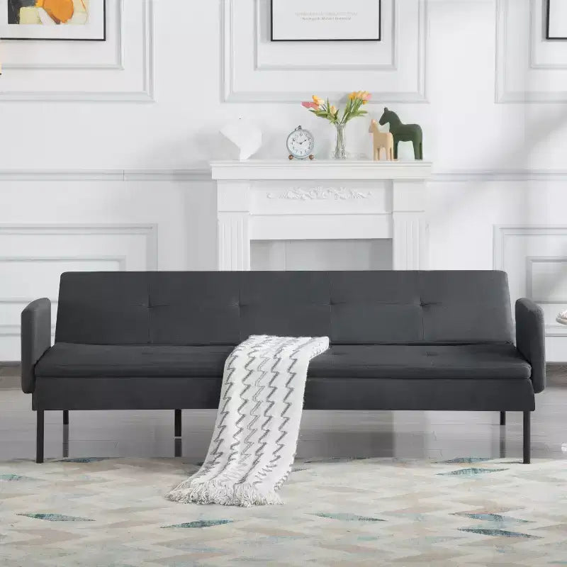 MAYEERTY 74.8 Convertible Futon Sofa Bed with 5-Position Adjustable Backrest