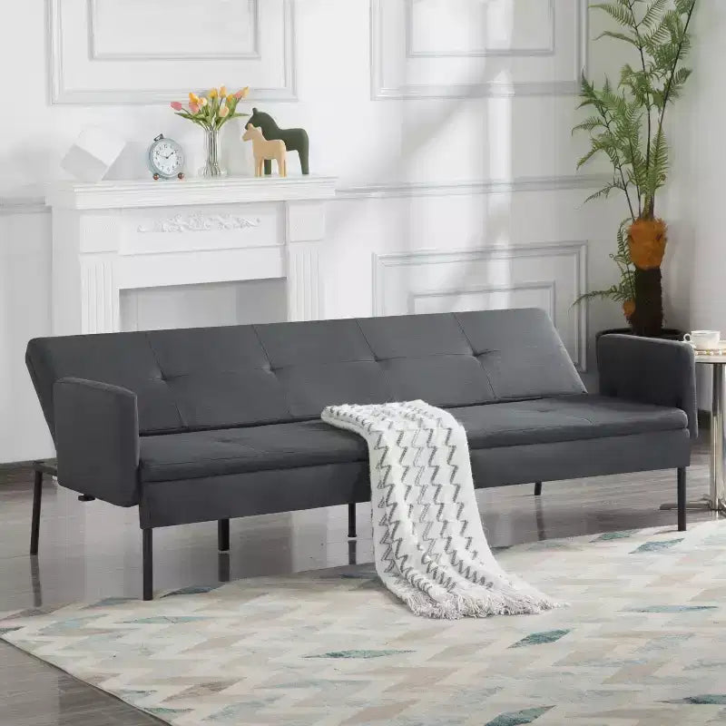 MAYEERTY 74.8 Convertible Futon Sofa Bed with 5-Position Adjustable Backrest