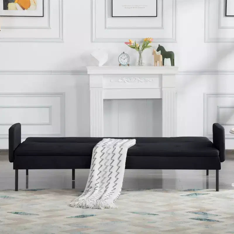 MAYEERTY 74.8 Convertible Futon Sofa Bed with 5-Position Adjustable Backrest