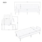 MAYEERTY 74.8 Convertible Futon Sofa Bed with 5-Position Adjustable Backrest