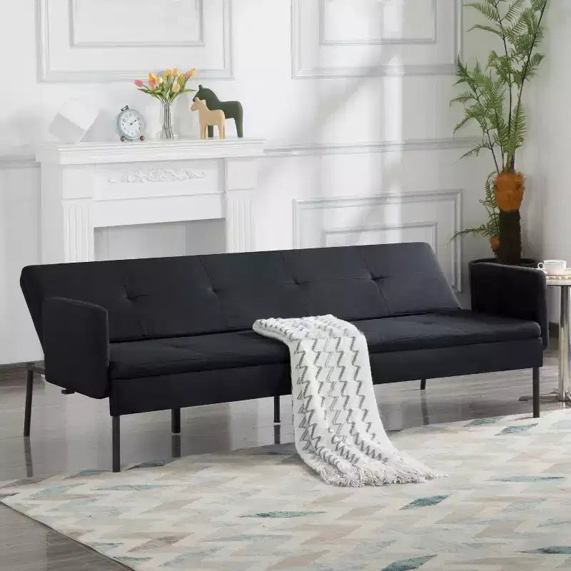 MAYEERTY 74.8 Convertible Futon Sofa Bed with 5-Position Adjustable Backrest