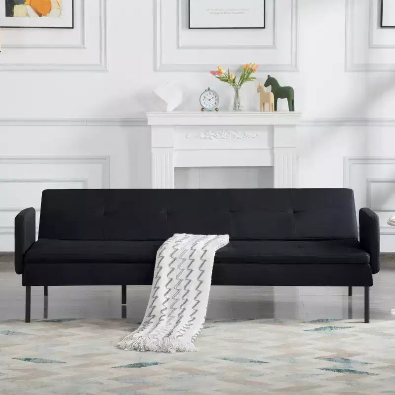 MAYEERTY 74.8 Convertible Futon Sofa Bed with 5-Position Adjustable Backrest