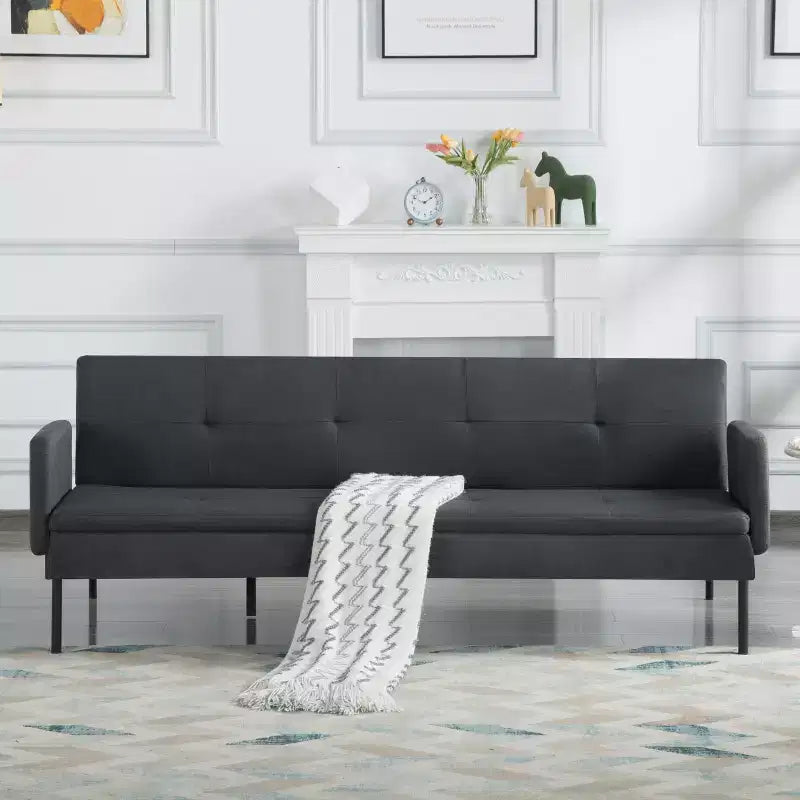 MAYEERTY 74.8 Convertible Futon Sofa Bed with 5-Position Adjustable Backrest