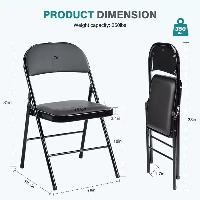 MAYEERTY Leather Folding Chair 2 Pcs for Home Office Party - Portable & Comfortable