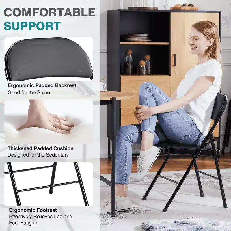MAYEERTY Leather Folding Chair 2 Pcs for Home Office Party - Portable & Comfortable