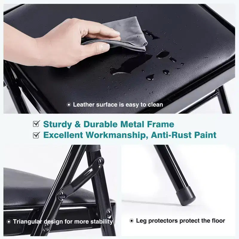 MAYEERTY Leather Folding Chair 2 Pcs for Home Office Party - Portable & Comfortable