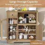 Kitchen Microwave Cabinets with Storage, Buffet Cabinet Sideboard with 3 Doors,1 Drawer and Adjustable Shelves, Pantry Storage Cabinet ,Natural ?