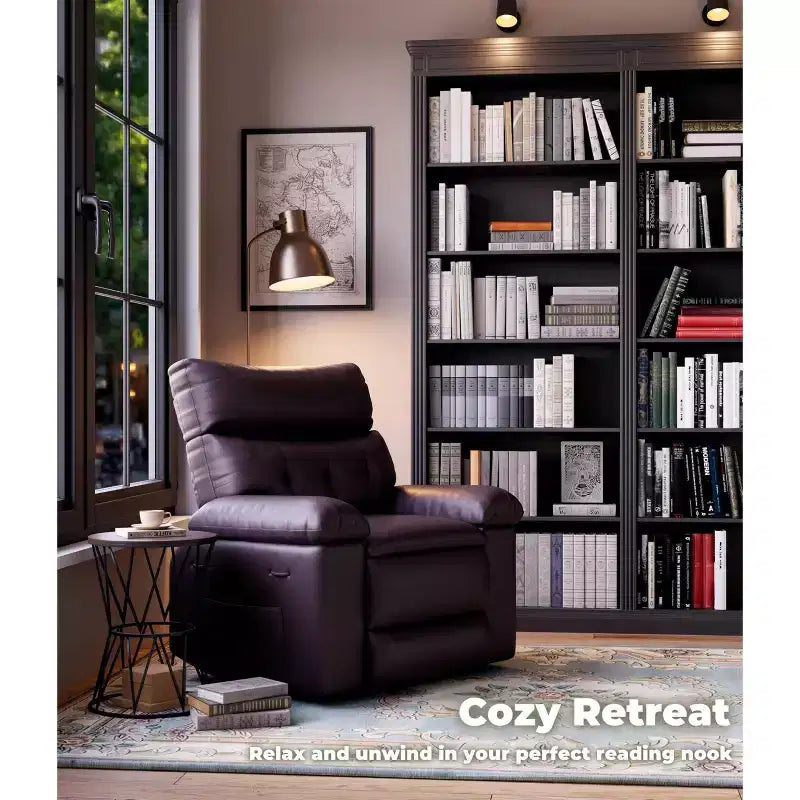 Oversized Recliner Chair - Faux PU Leather Large Manual Recliner for Adults, Exceptional Comfort Lazy Chair