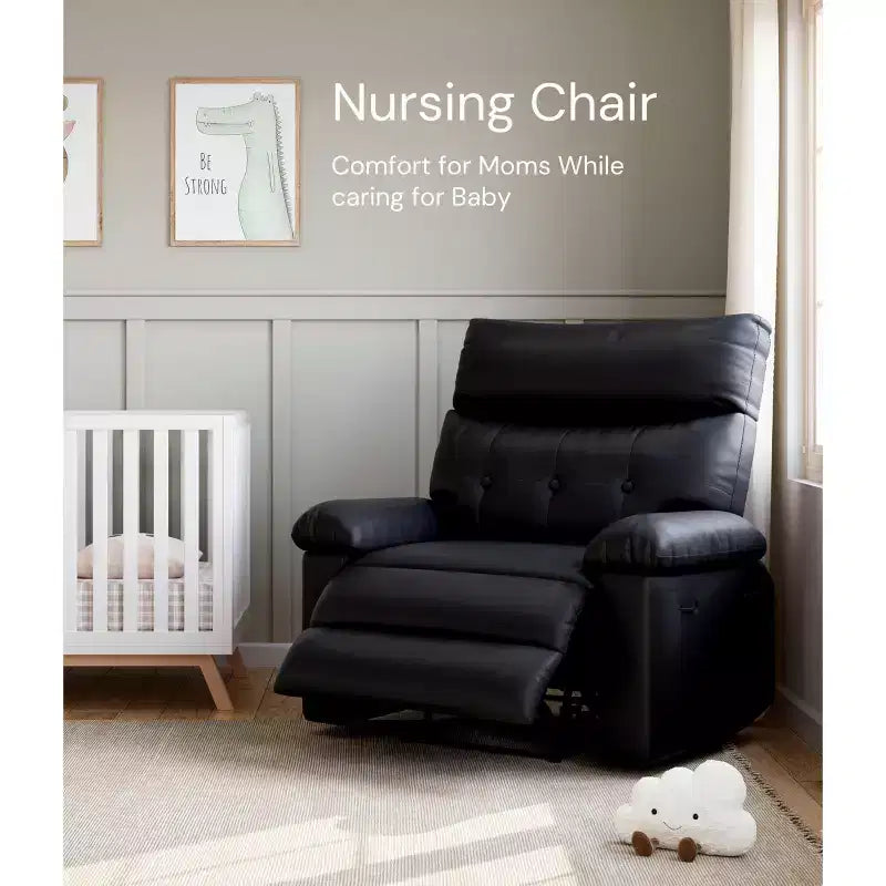 Oversized Recliner Chair - Faux PU Leather Large Manual Recliner for Adults, Exceptional Comfort Lazy Chair