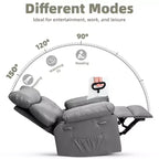 Oversized Recliner Chair - Faux PU Leather Large Manual Recliner for Adults, Exceptional Comfort Lazy Chair