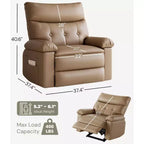 Oversized Recliner Chair - Faux PU Leather Large Manual Recliner for Adults, Exceptional Comfort Lazy Chair