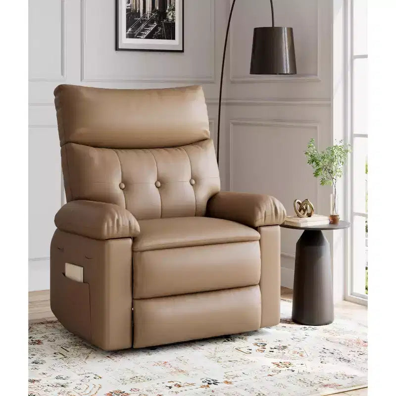 Oversized Recliner Chair - Faux PU Leather Large Manual Recliner for Adults, Exceptional Comfort Lazy Chair
