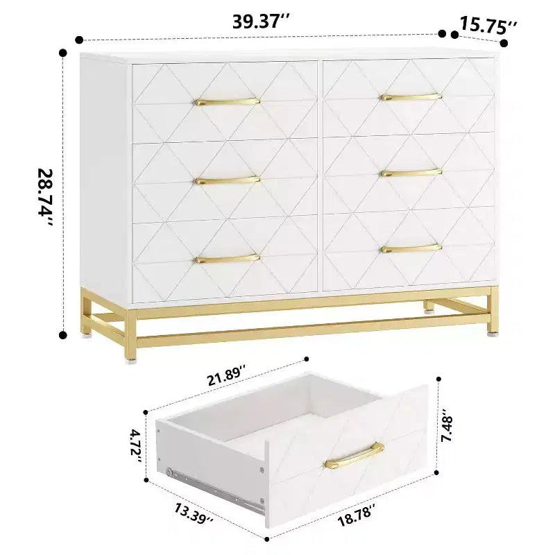 Zstar 6 Drawers Storage Dresser for Bedroom, Living Room, Hallway