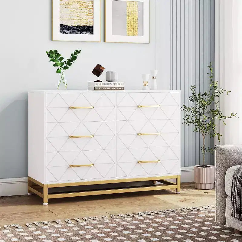Zstar 6 Drawers Storage Dresser for Bedroom, Living Room, Hallway