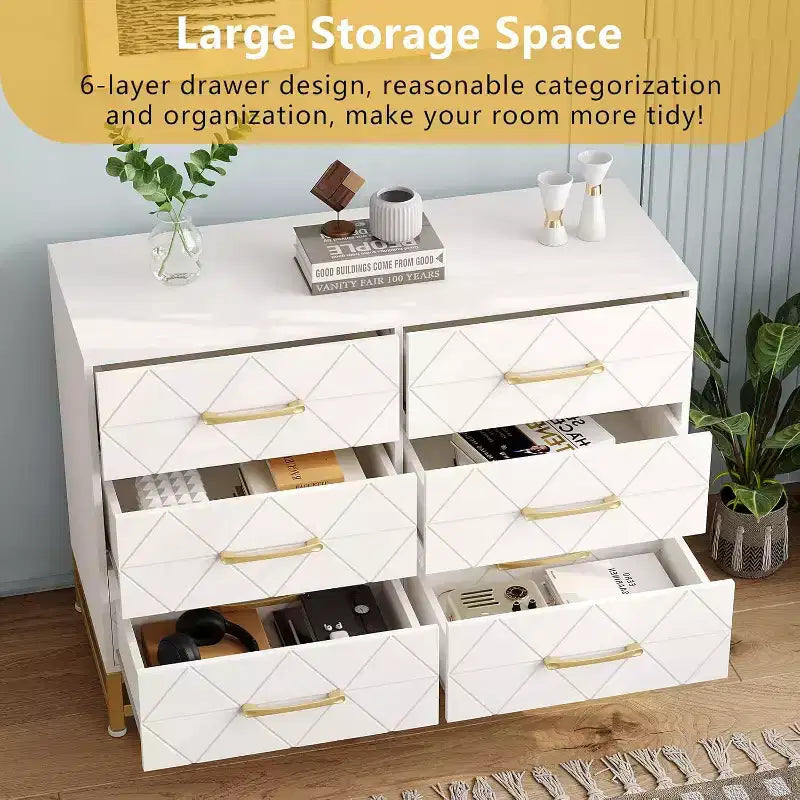 Zstar 6 Drawers Storage Dresser for Bedroom, Living Room, Hallway