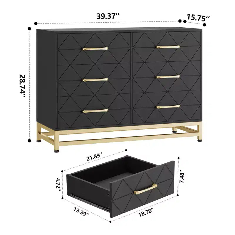 Zstar 6 Drawers Storage Dresser for Bedroom, Living Room, Hallway