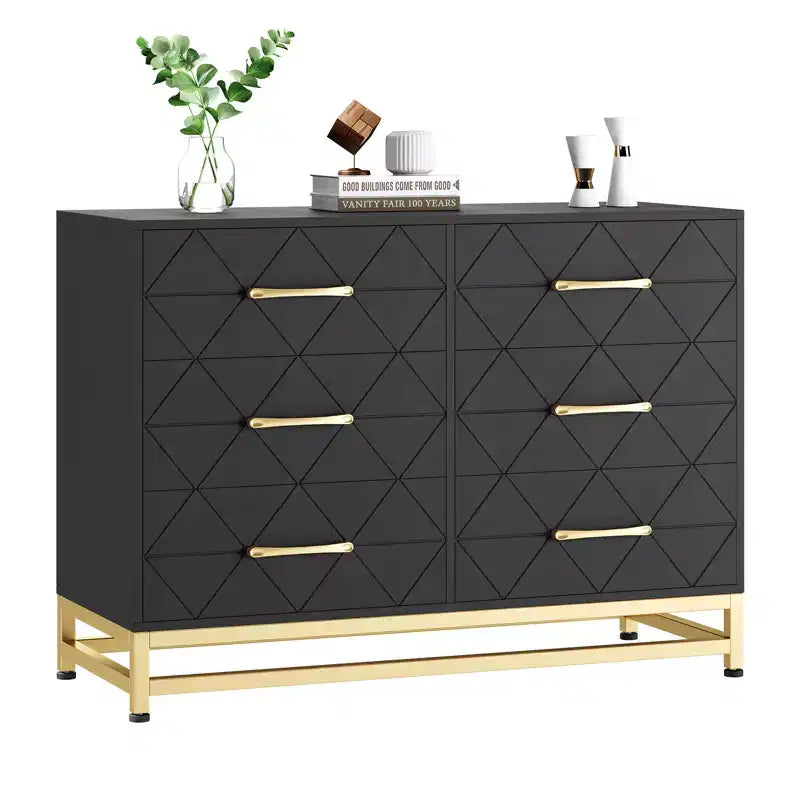 Zstar 6 Drawers Storage Dresser for Bedroom, Living Room, Hallway