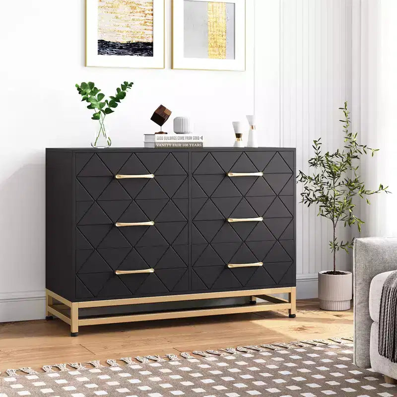 Zstar 6 Drawers Storage Dresser for Bedroom, Living Room, Hallway