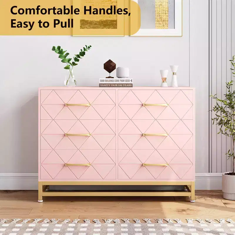 Zstar 6 Drawers Storage Dresser for Bedroom, Living Room, Hallway