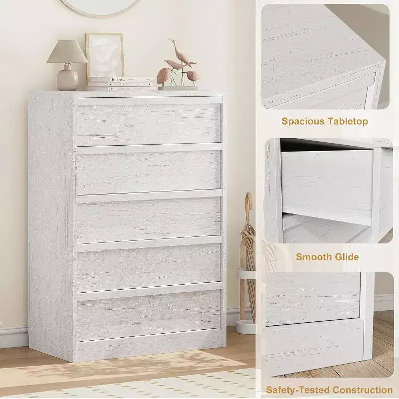 GustoWave Wooden Dresser, Drawer Dresser with Large Drawers Storage for Bedroom, Living Room, Nursery, Entryway