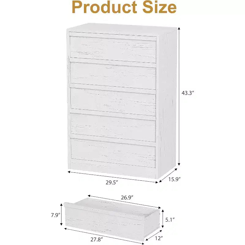 GustoWave Wooden Dresser, Drawer Dresser with Large Drawers Storage for Bedroom, Living Room, Nursery, Entryway