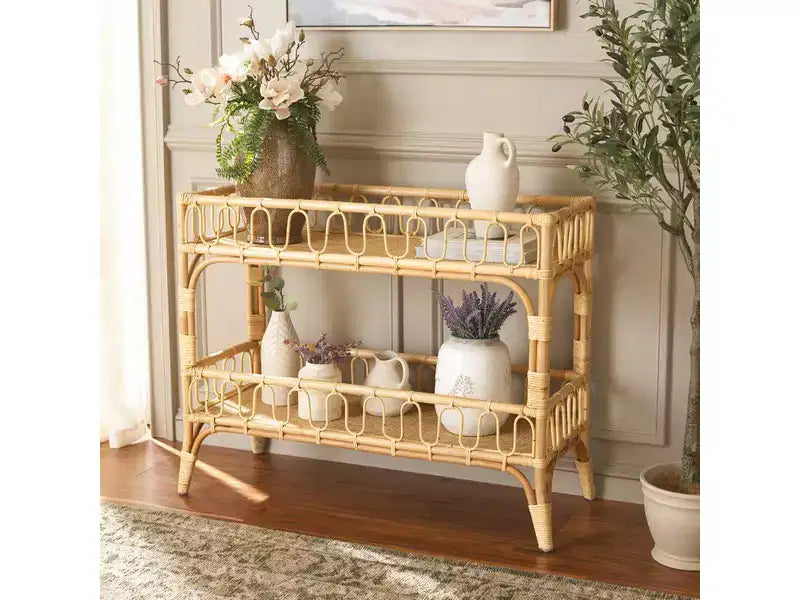 Isaiah 2-Teir Rattan Console Table - STG6509 - Safavieh