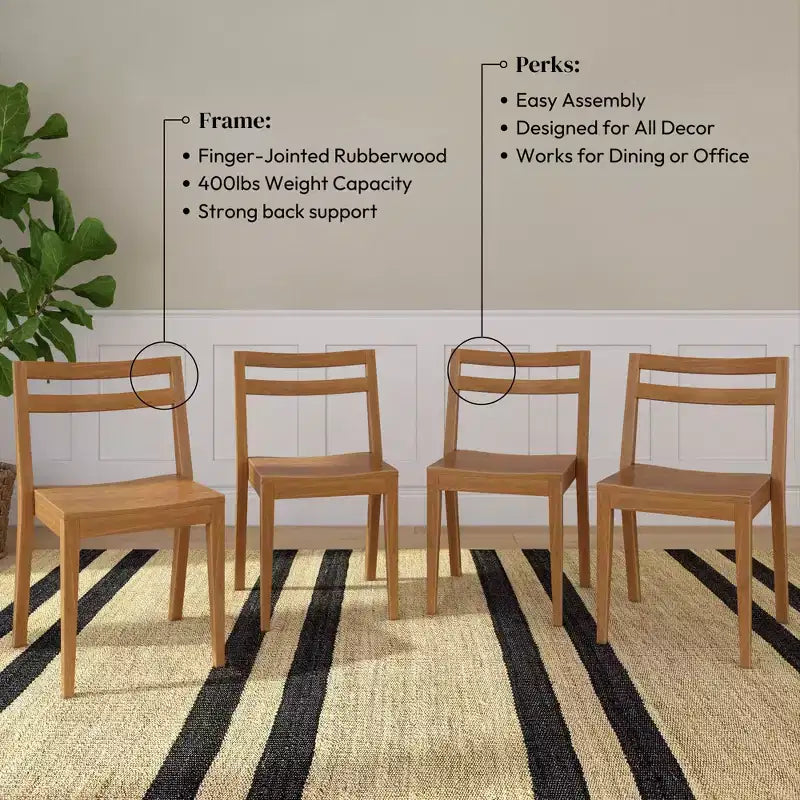 Now Furniture Dining Room Chairs Set of 4, Solid Wood Modern Kitchen Chair
