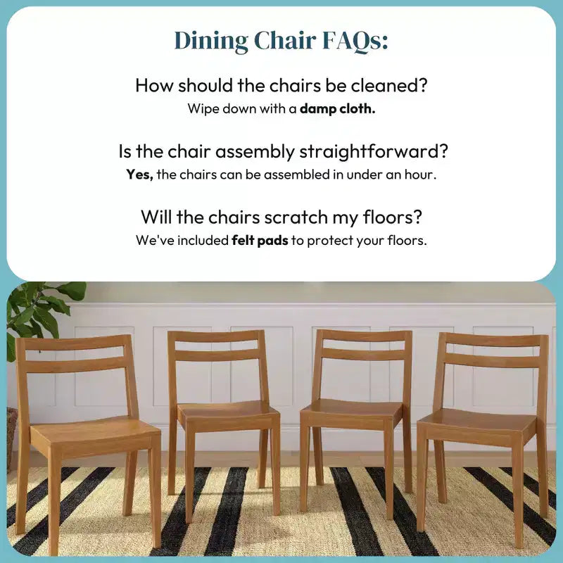 Now Furniture Dining Room Chairs Set of 4, Solid Wood Modern Kitchen Chair