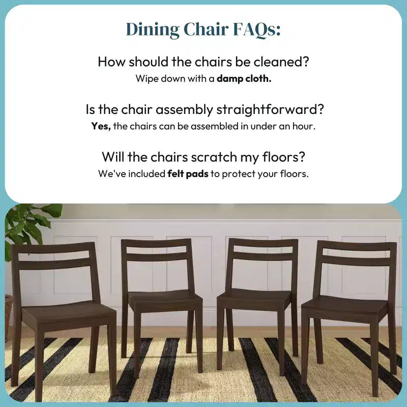 Now Furniture Dining Room Chairs Set of 4, Solid Wood Modern Kitchen Chair