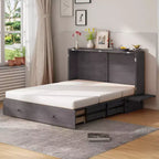 Mjkone Murphy Bed Queen,Cube Cabinet Chest Bed with Charging Station&Storage Space